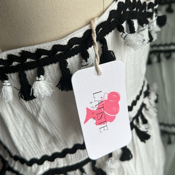 L’Atiste Tiered White & Black Maxi Dress NWT Size L - Picture 8 of 15